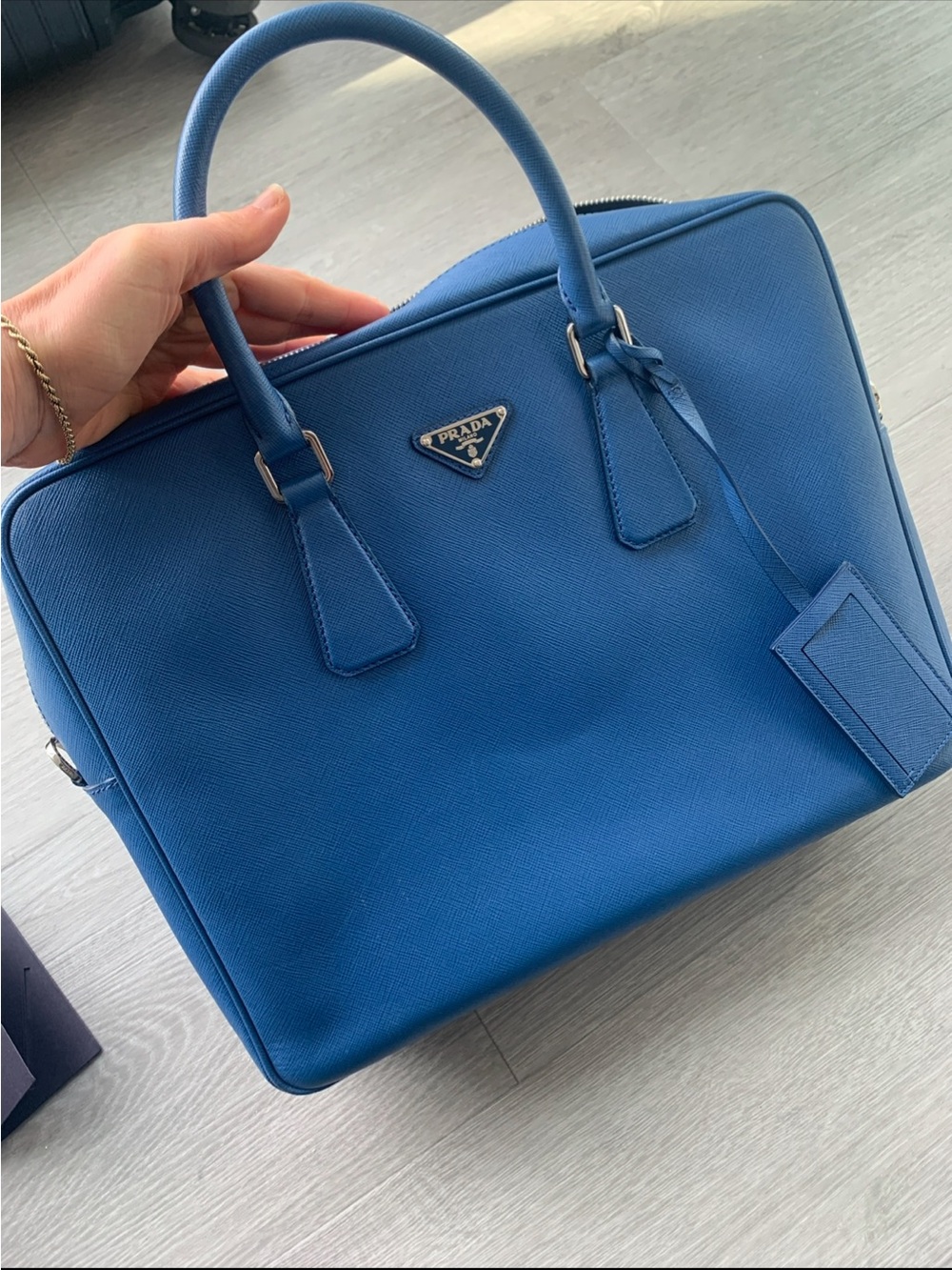 Prada Blue Saffiano Laptop briefcase